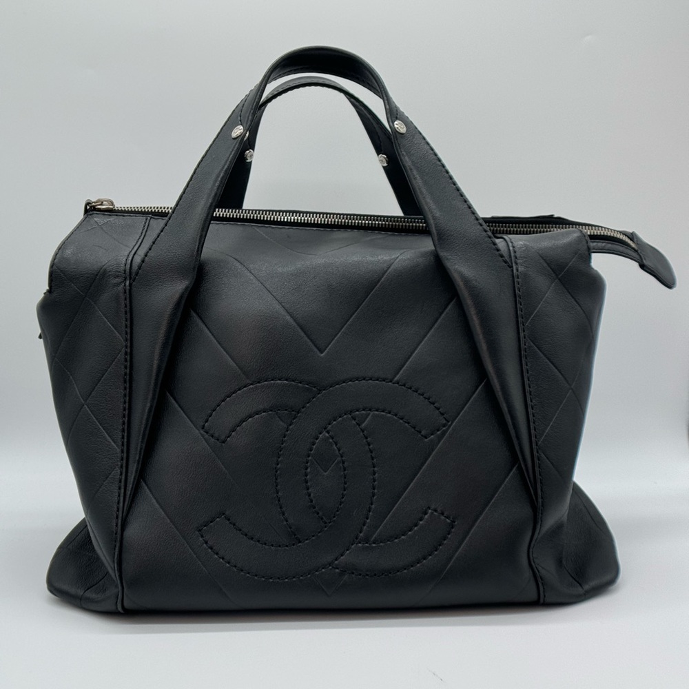 Chanel Lambskin Chevron Boston Handbag 11 Series